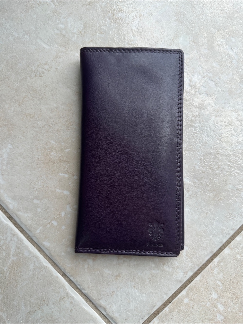 Italian Leather Long Wallet - Plum Purple